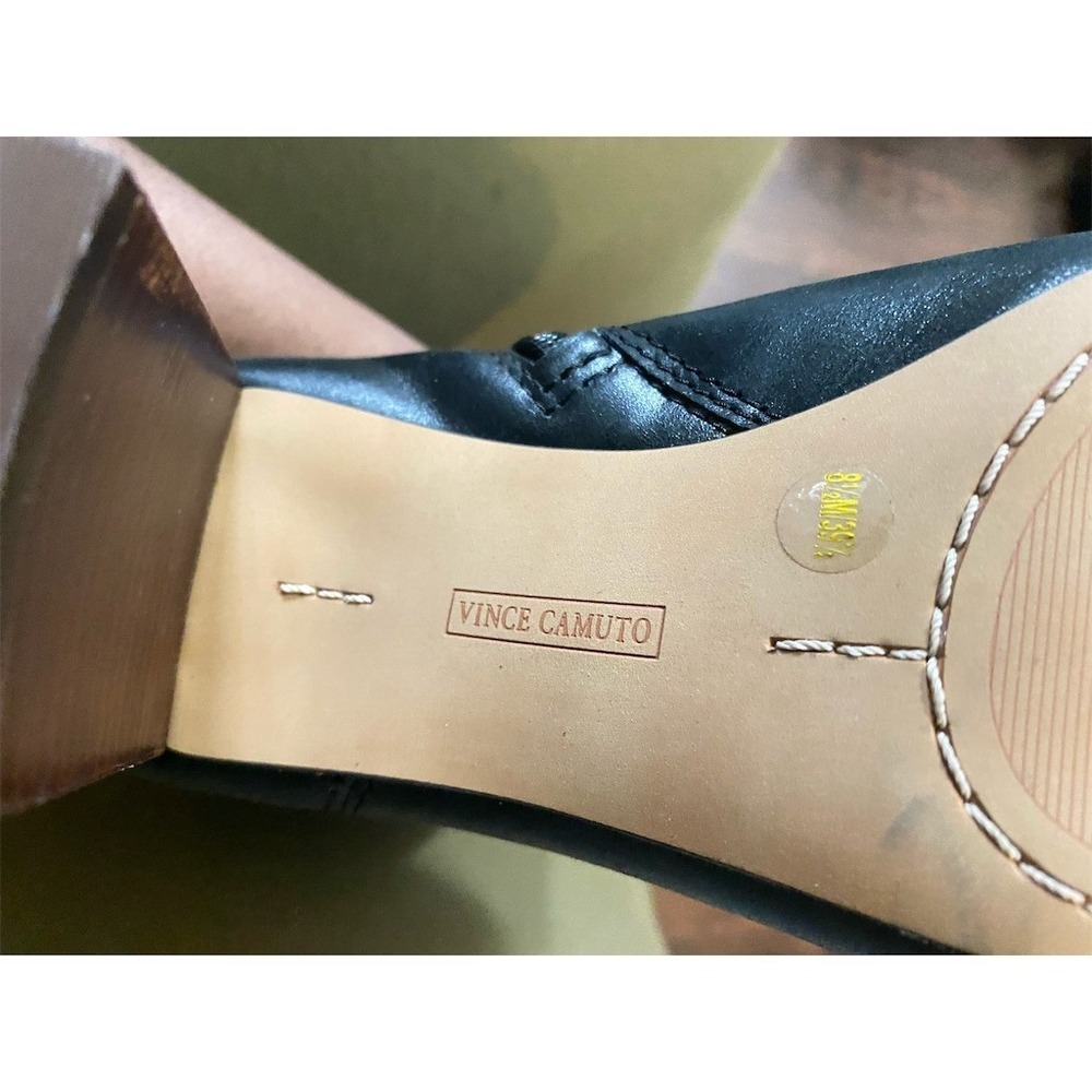 Vince Camuto Tall Boots Womens 8.5 Black Pointed Toe Block Heel Zip - Picture 4 of 5